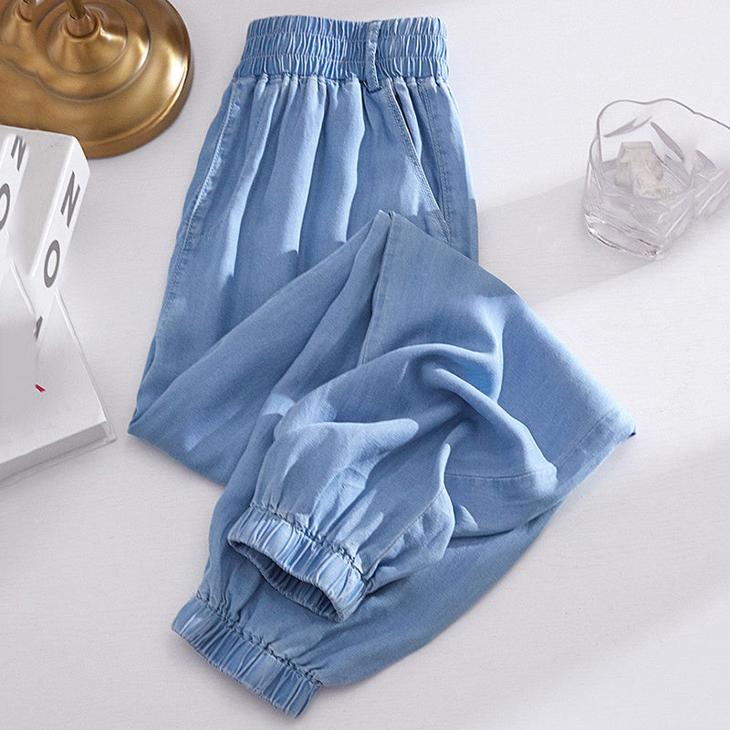 Summer Thin Harem Jeans For Women Korean Fashion Casual Ice Silk