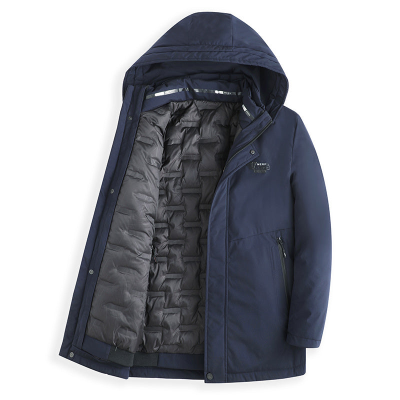 Detachable Liner Men's Hooded Mid-length Down Jacket