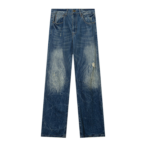 Ripped Washed Wear-white Jeans For Men