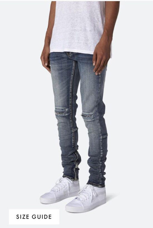 Knife cut classic zipper beam pants jeans