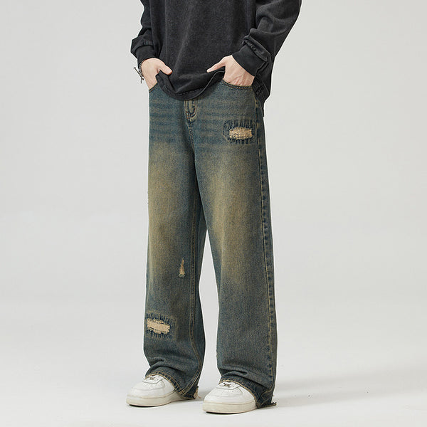 Fashion Irregular With Personality Ripped Jeans Men