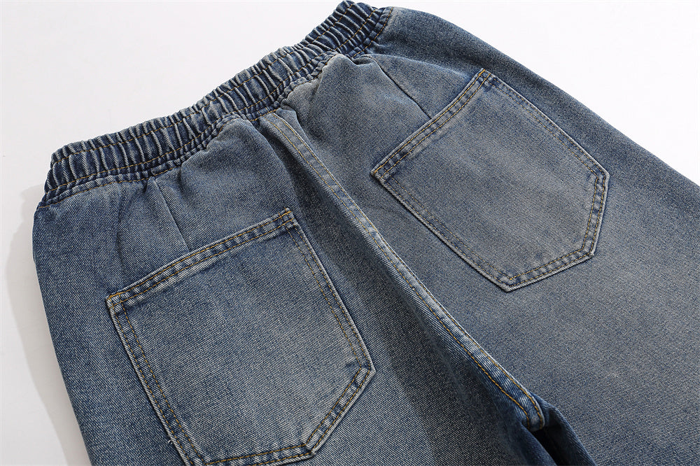 Tether Elastic Waistband All-matching Jeans Men
