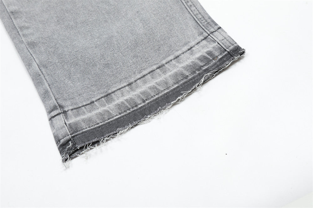 Washed Vintage Washed Raw Hem Jeans Men