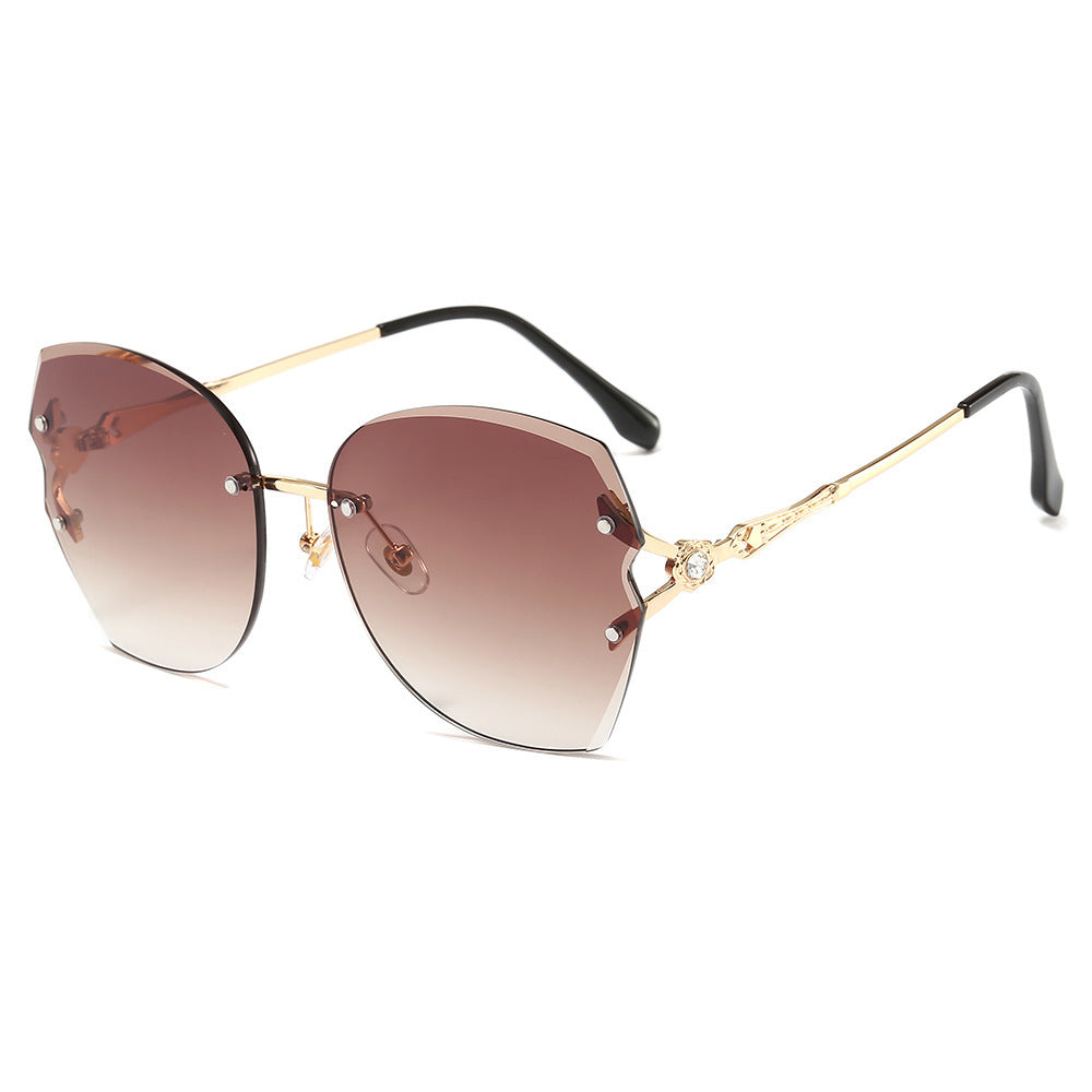 Women's frameless trimmed sunglasses