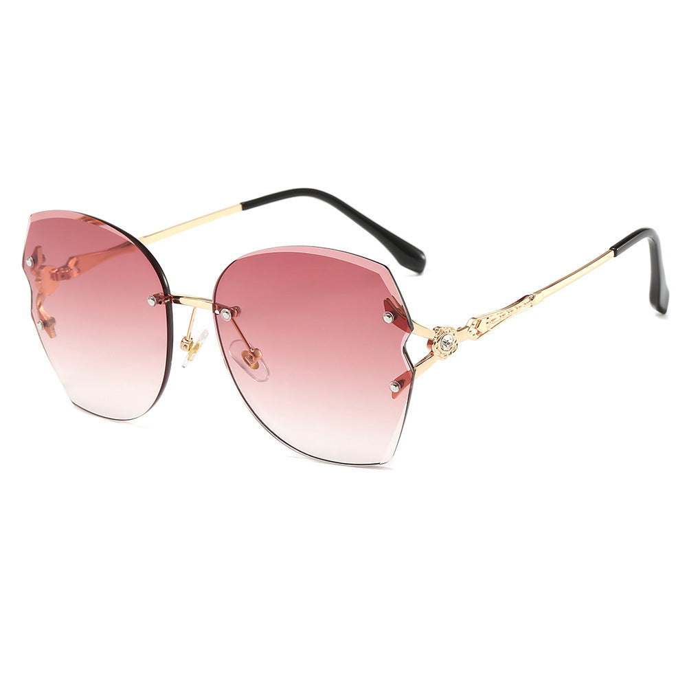 Women's frameless trimmed sunglasses