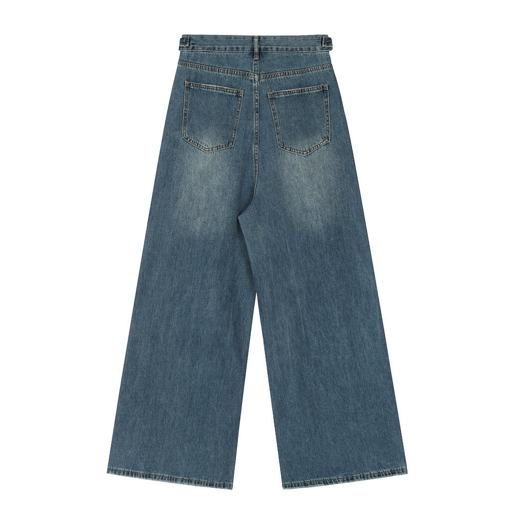 Fashion Wash Hole Wide-leg Jeans Men