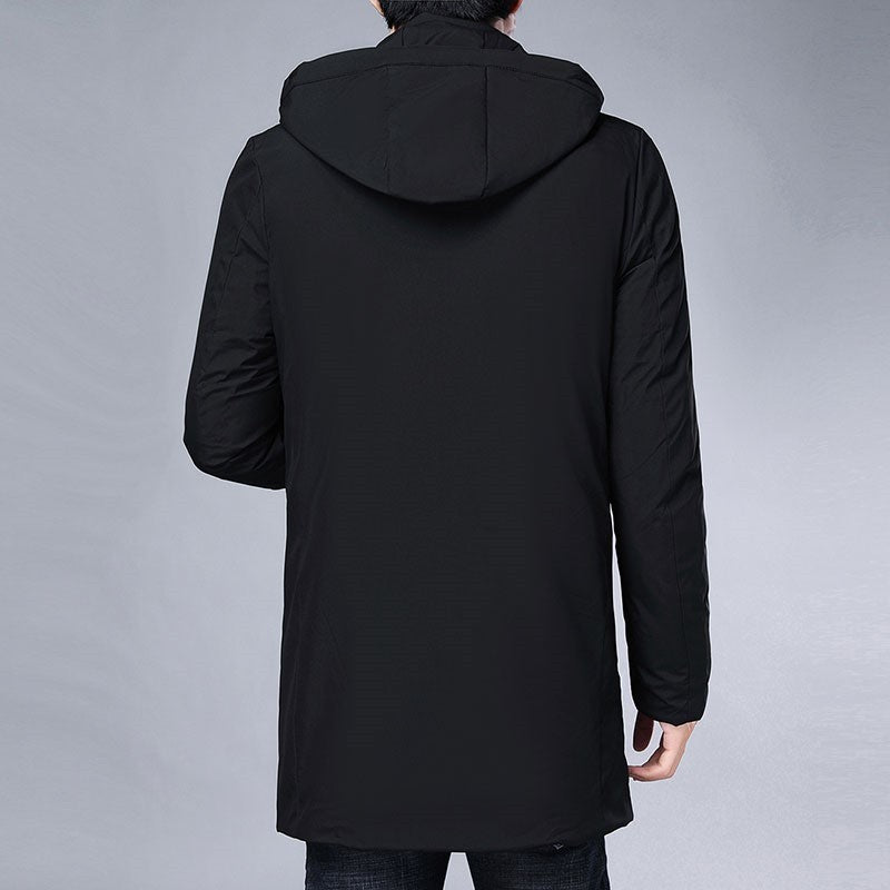 Long Slim Casual Jacket With Removable Cap