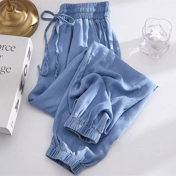 Summer Thin Harem Jeans For Women Korean Fashion Casual Ice Silk