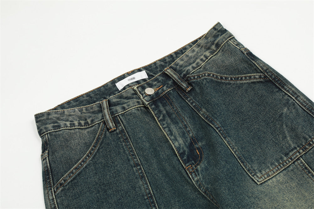 Simple Washed And Worn Jeans For Men