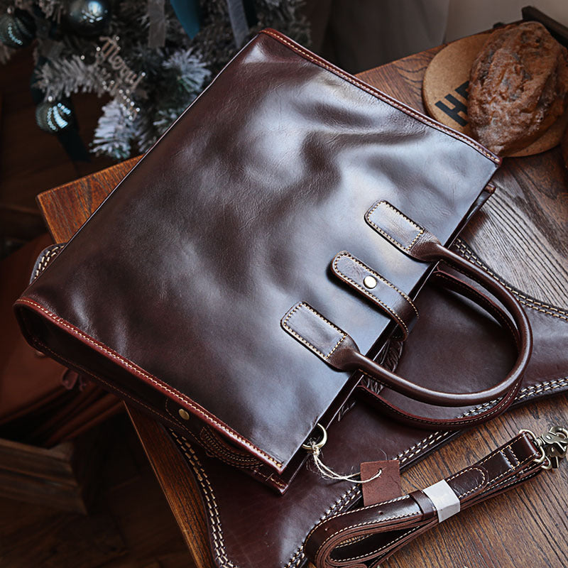 New Men's Leather Business Handbag