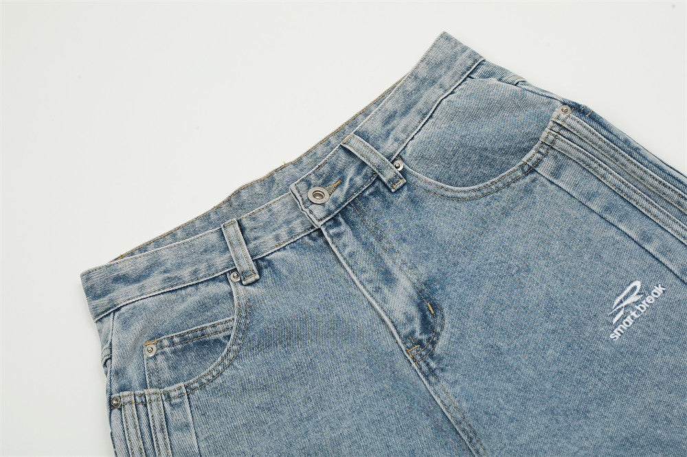 Fashion Side Striped Button Jeans For Men