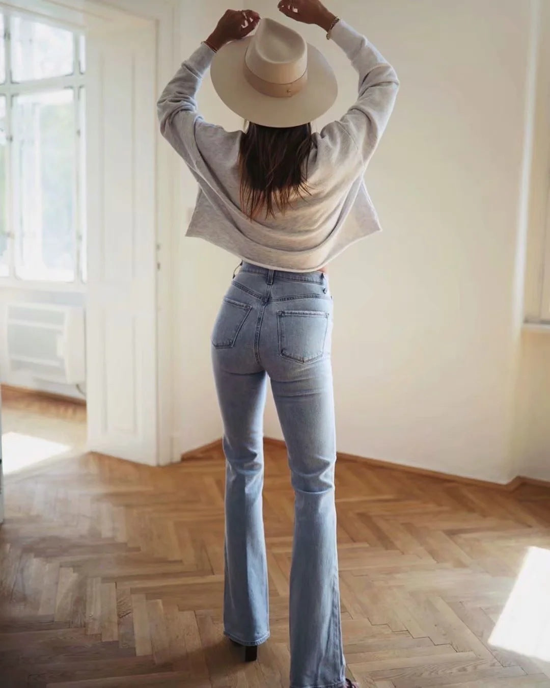 European And American Ins Retro Slim Micro Flare Jeans Women