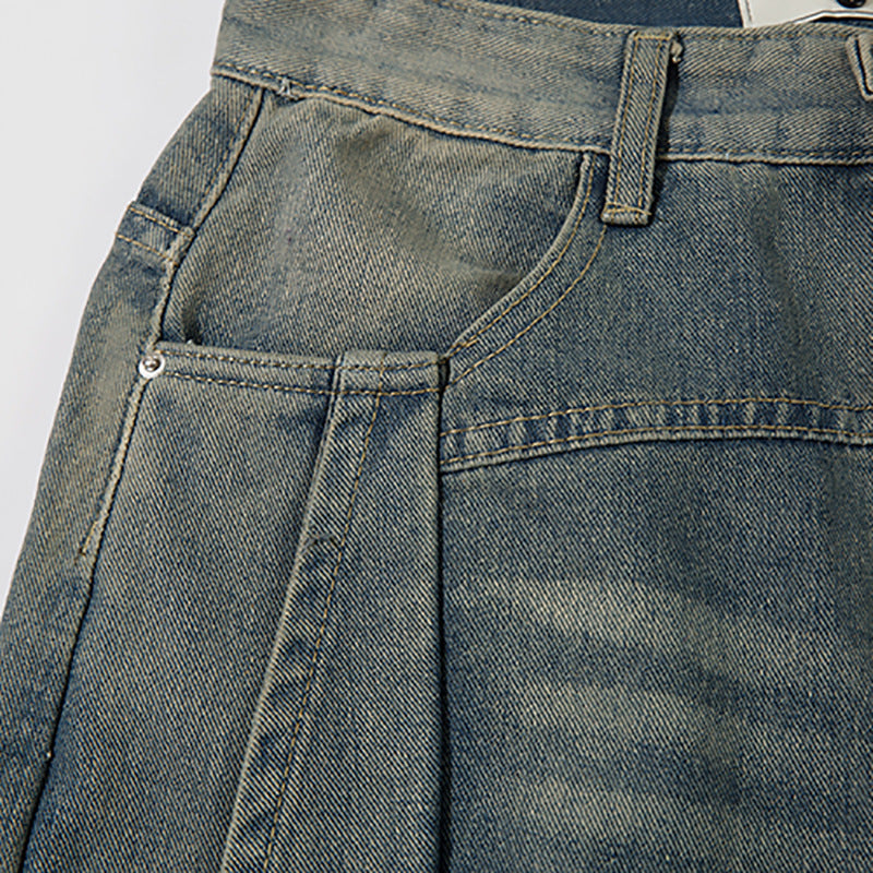 Fashion Personalized Washed Wide-leg Jeans Men