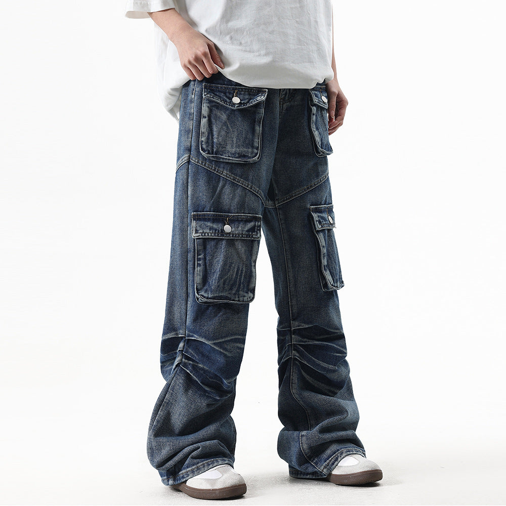 Multi-Pocket Workwear Jeans For Men And Women