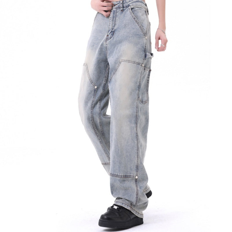 American High Street Men's And Women's Washed Blue Jeans
