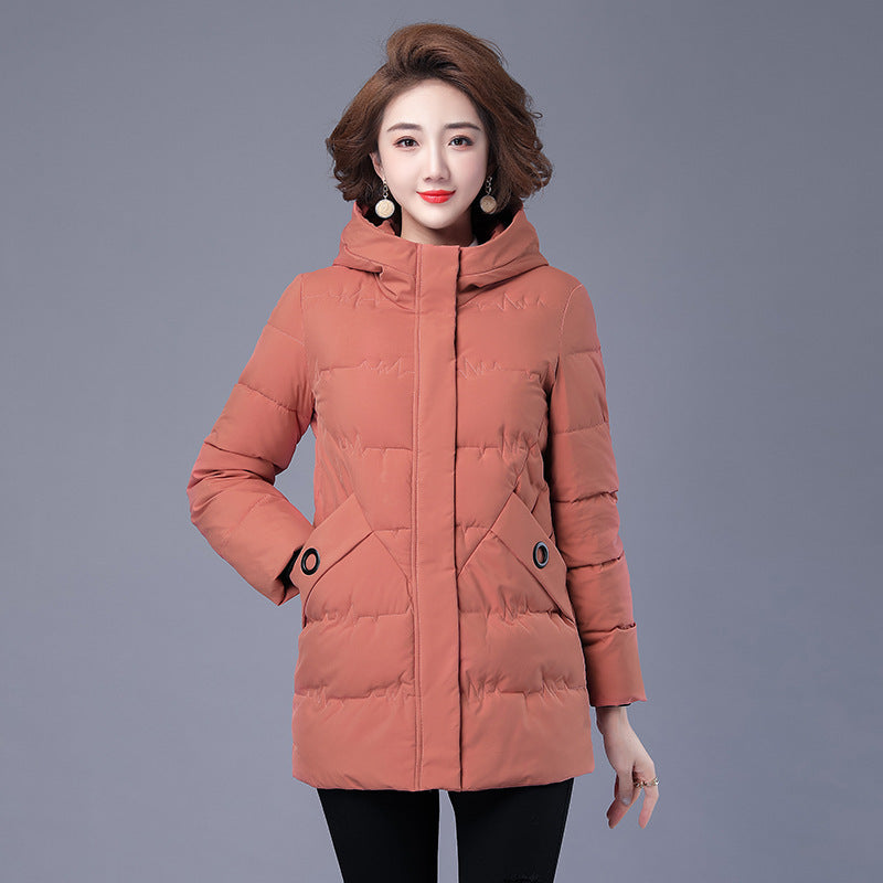 Down Cotton Clothing Coat Women's Mid-length Loose Thick