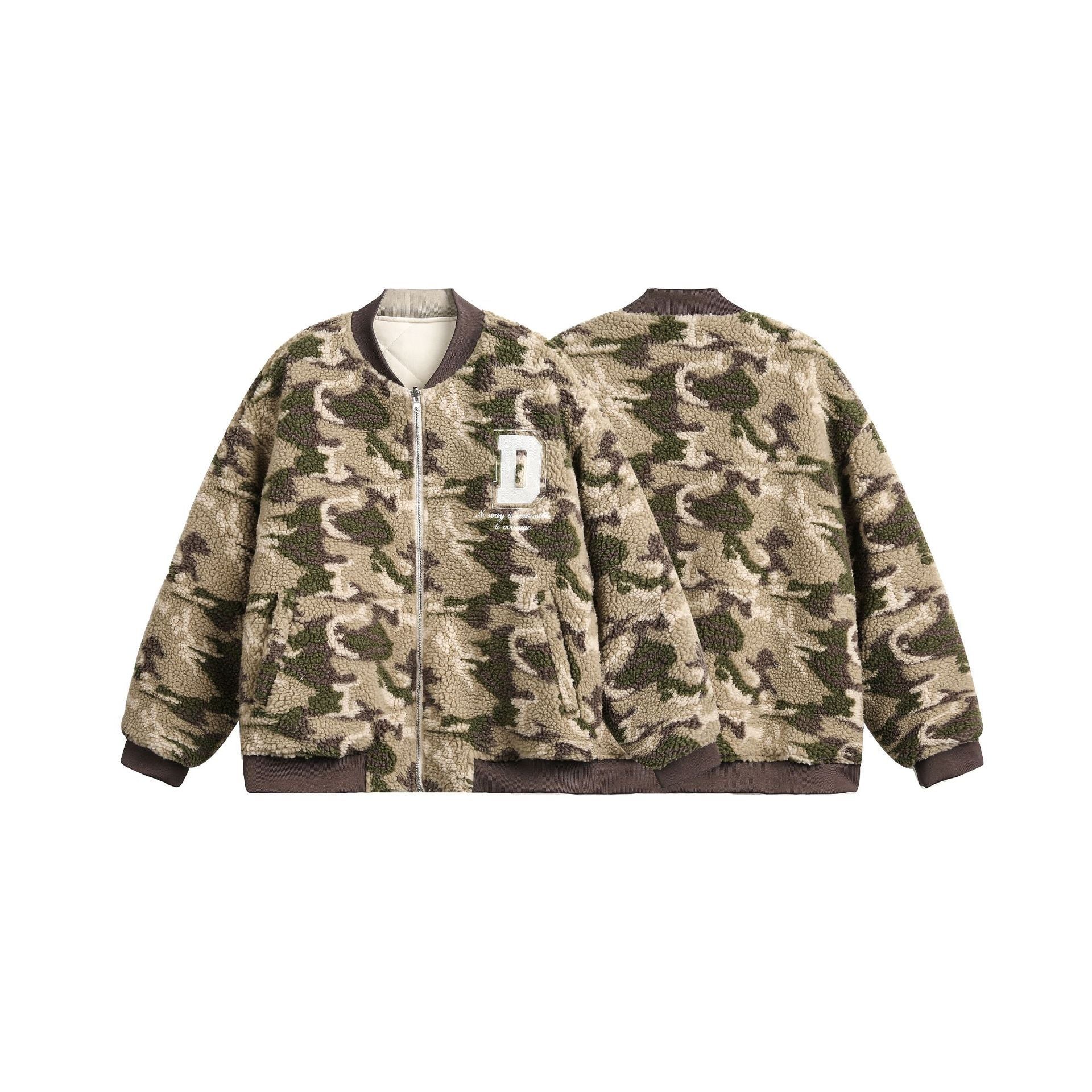 Lambskin Cotton-padded Camouflage Baseball Uniform