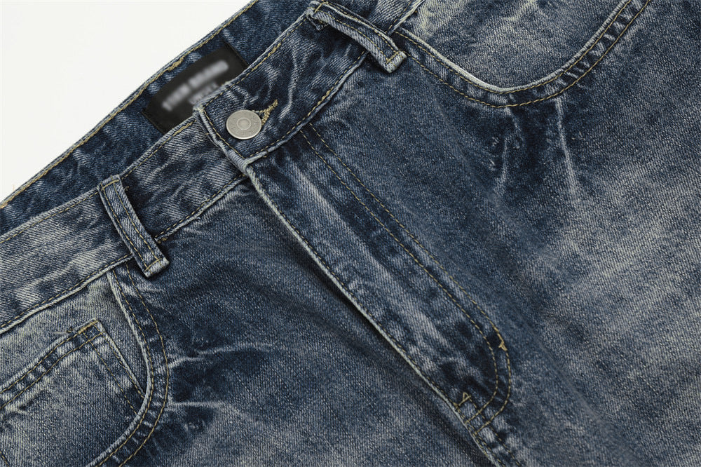 Fashion Retro Washed Worn Jeans Men
