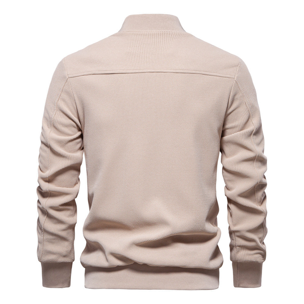Stand Collar Men's Solid Color Jacket