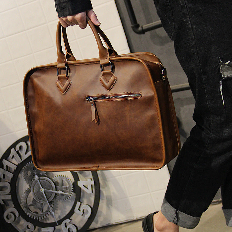 Crazy Horse Leather Men's Handbag