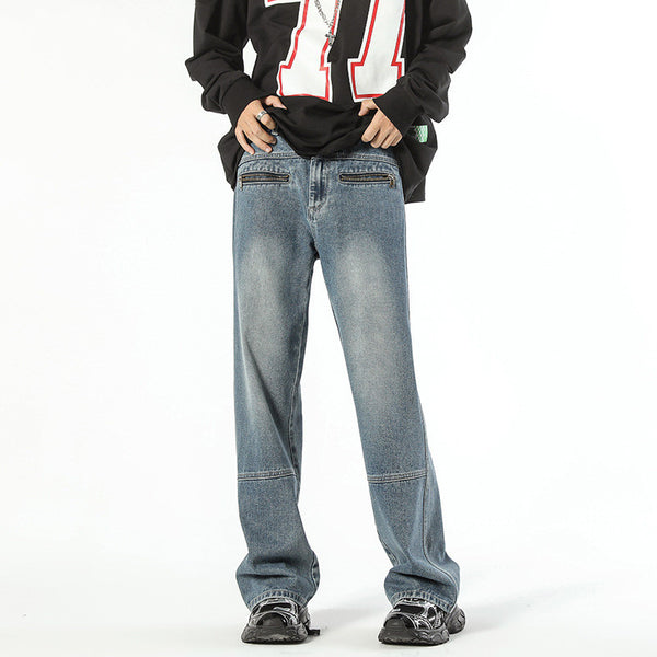 Fashion American Stitching Zipper Jeans Men