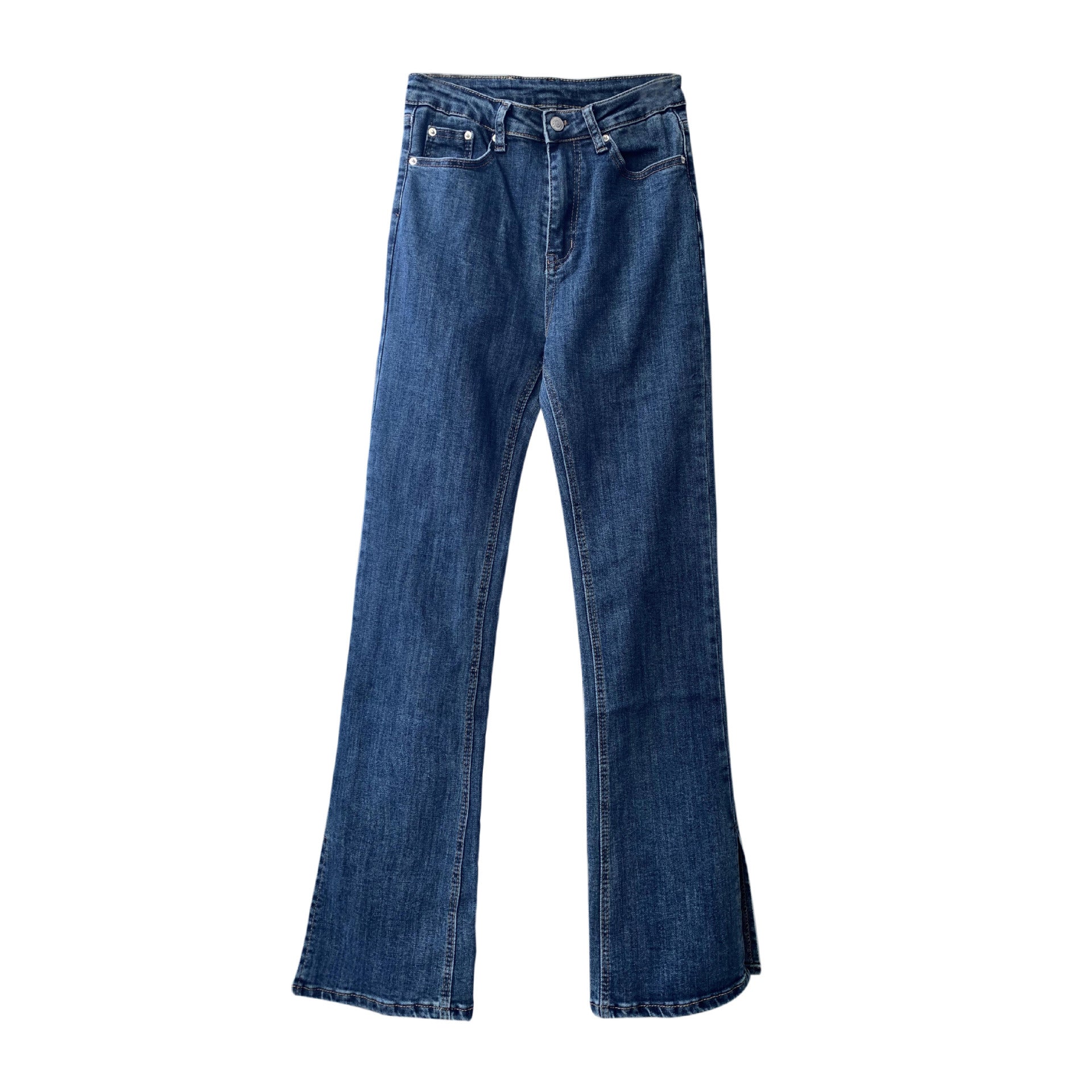Women's High Waist Casual Stretch Flare Slit Jeans Women