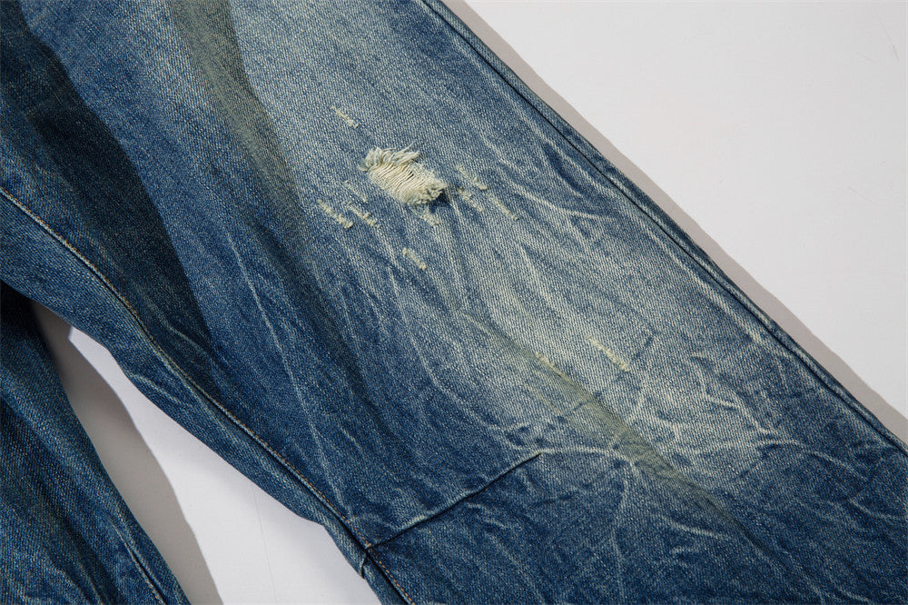 Ripped Washed Wear-white Jeans For Men