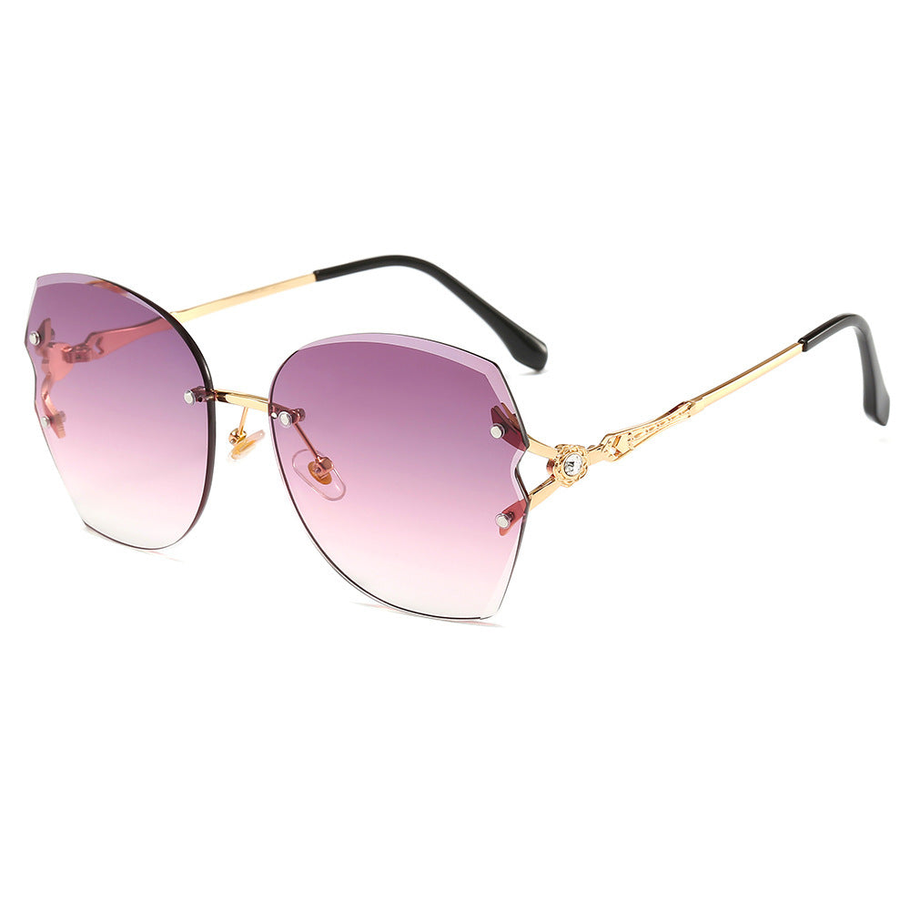 Women's frameless trimmed sunglasses