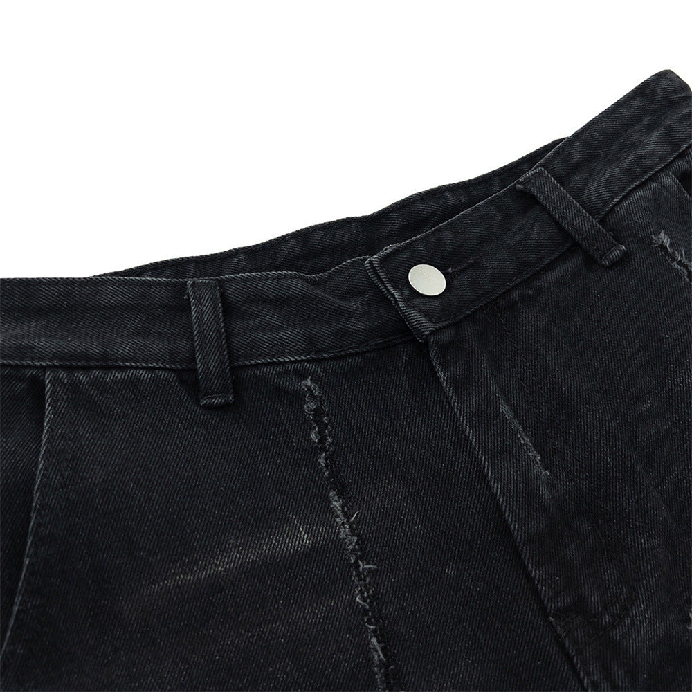 Scrape Ripped Wide-legged Jeans For Men