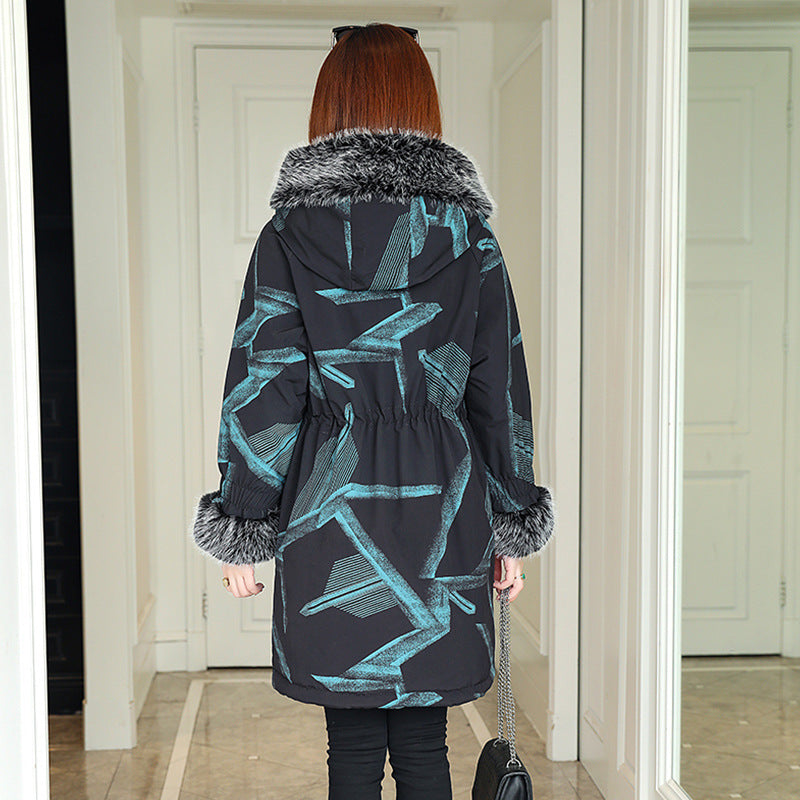 Parka Fur Female Large Fur Collar Cotton Clothes