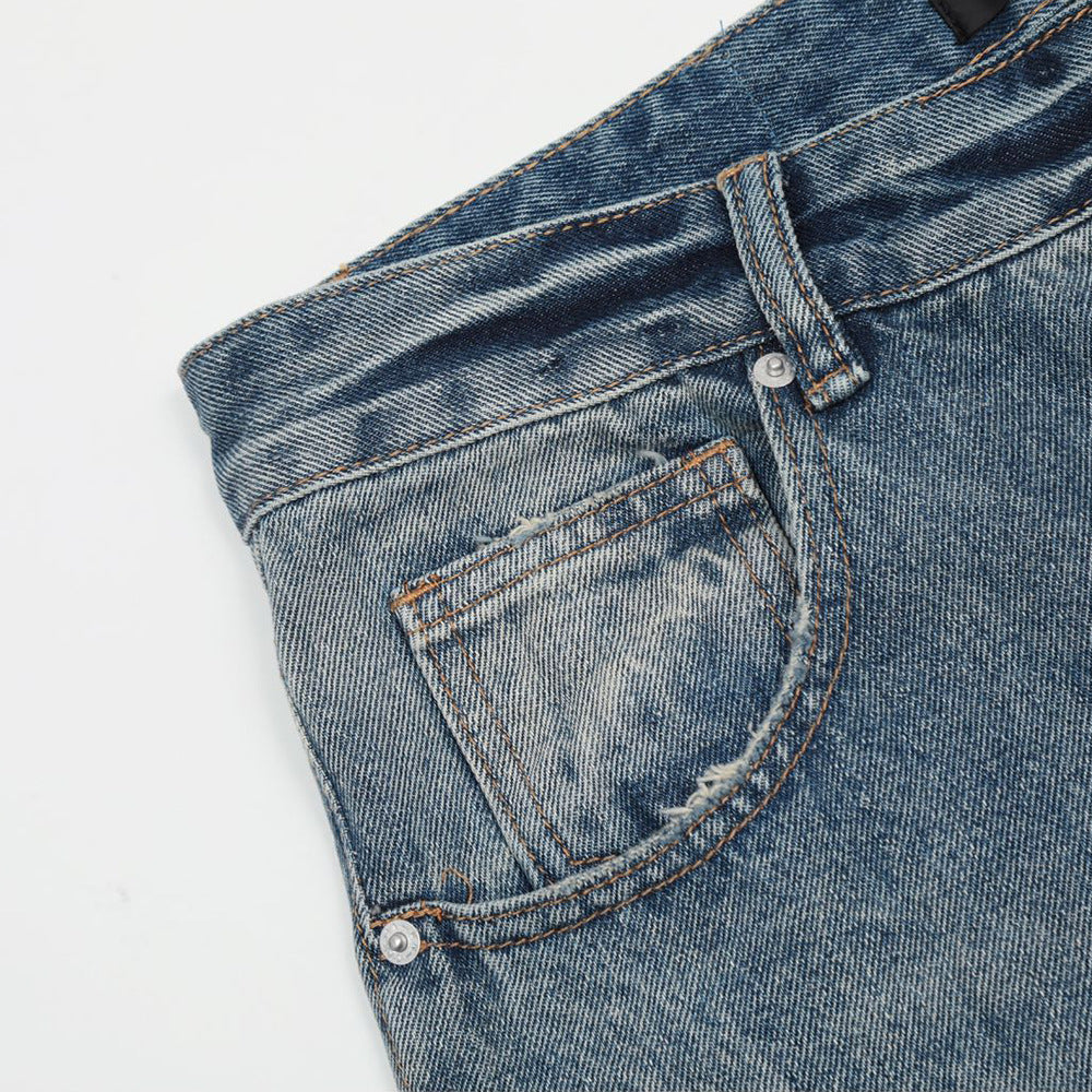 Washed Old Wide-leg Jeans For Men