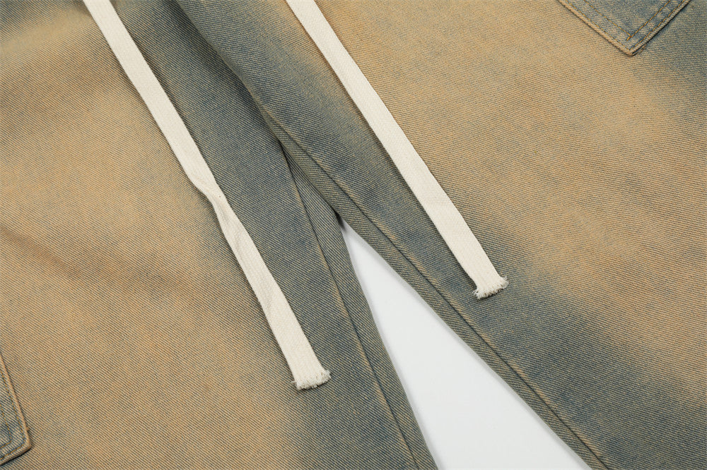 Contrast Color Wide-leg Workwear Jeans For Men