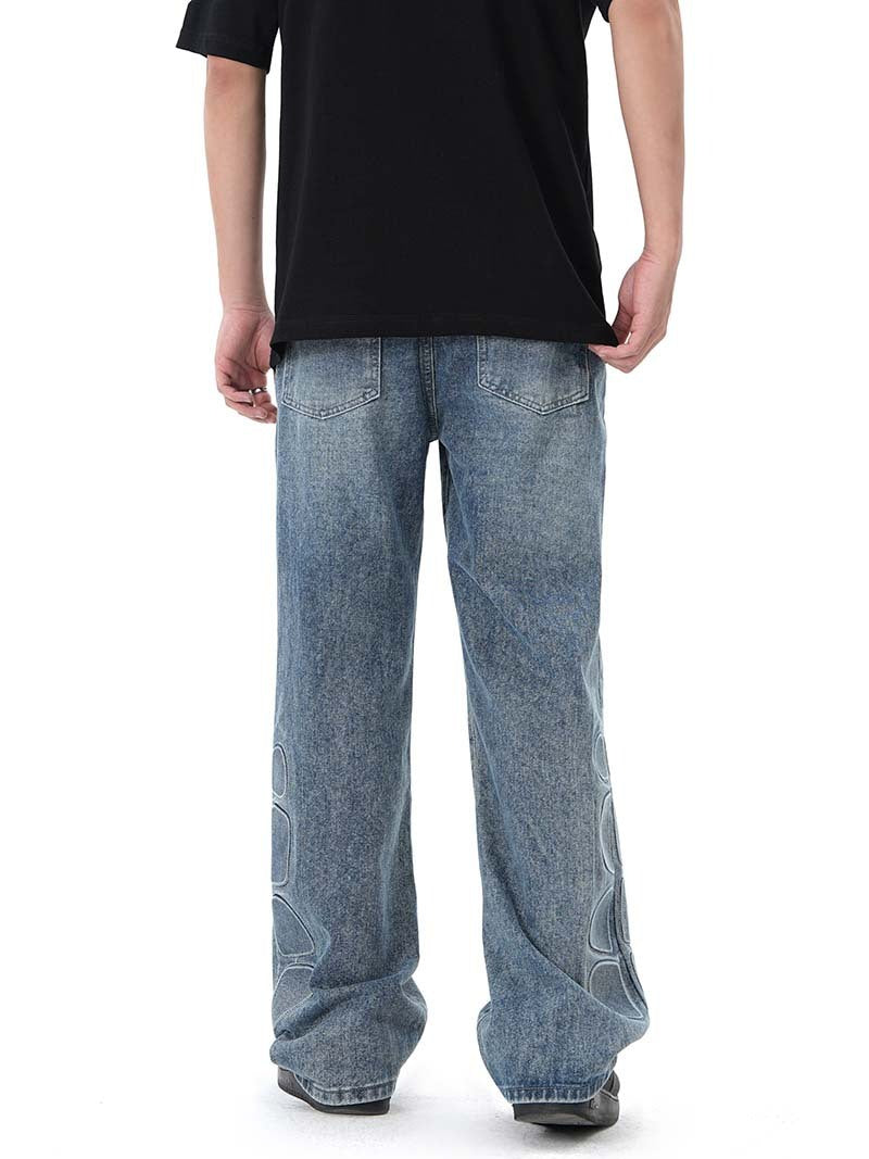 American-style Retro Street Washed Wide-leg Jeans For Men