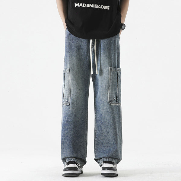 Retro Washed Big Workwear With Pocket Jeans For Men