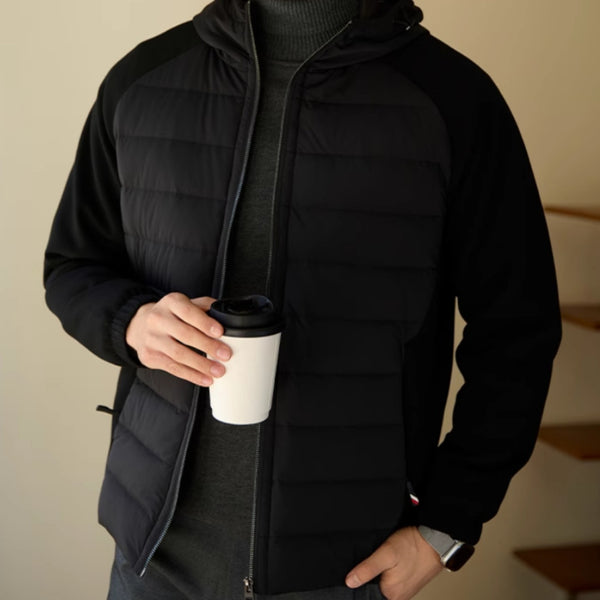 Men's Thin Hooded Stitching Down Jacket