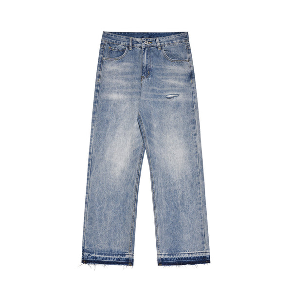 Washing Water Raw Hem Jeans Men
