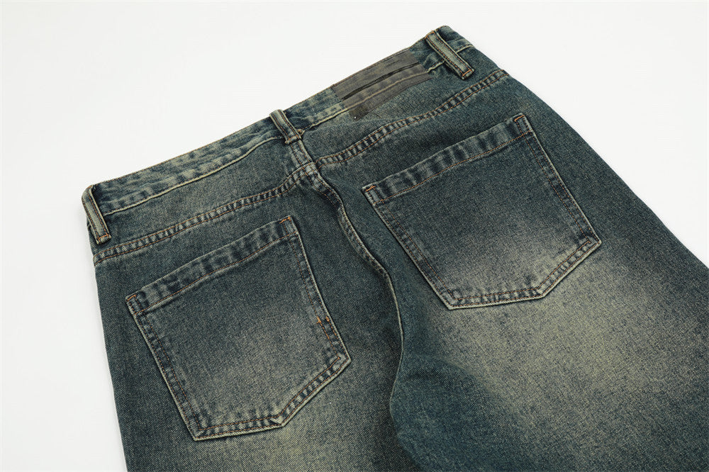 Simple Washed And Worn Jeans For Men