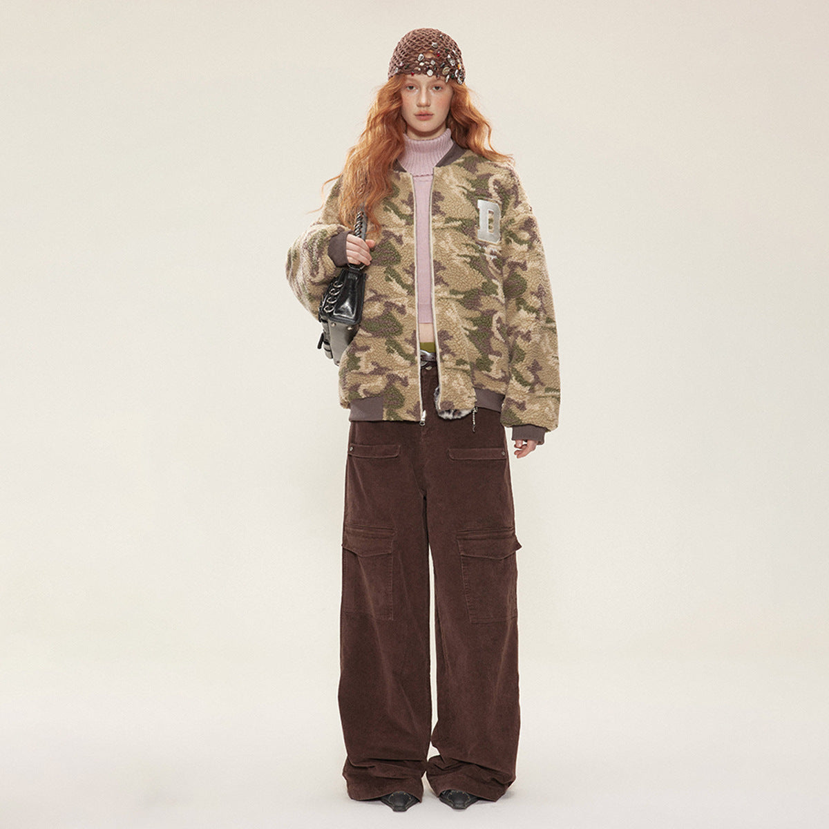 Lambskin Cotton-padded Camouflage Baseball Uniform