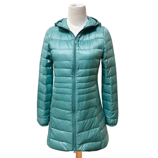 Lightweight Mid-length Plus Size Slim Fit Women's Down Jacket