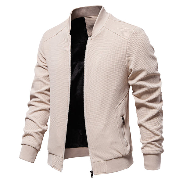Stand Collar Men's Solid Color Jacket