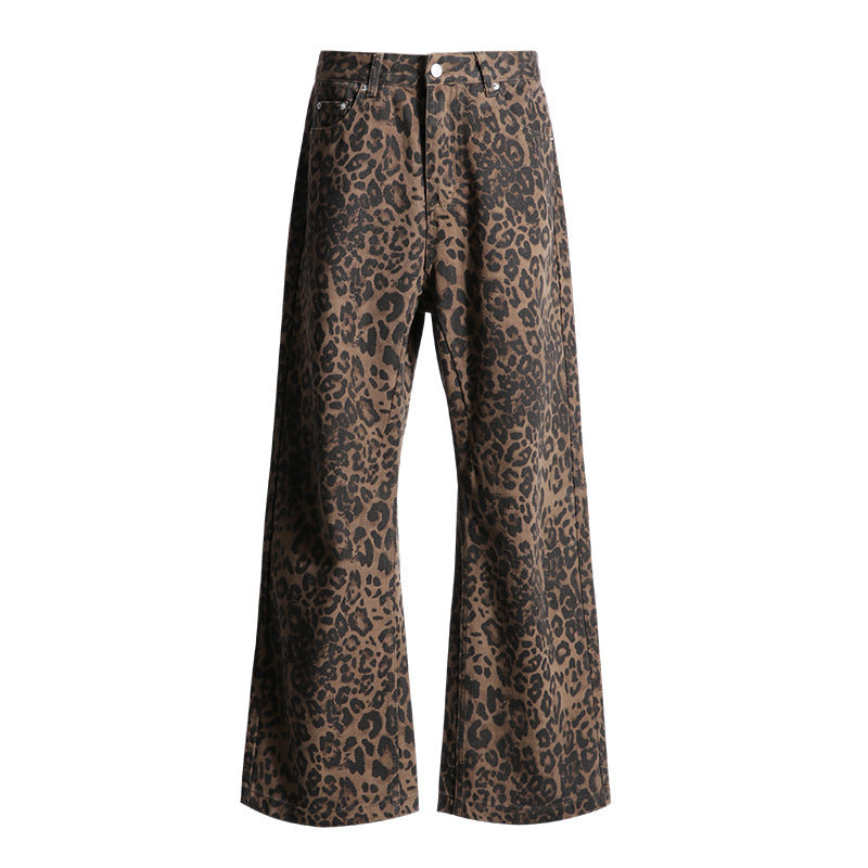 Leopard Jeans Wide Leg Loose Women