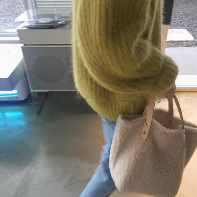 Lamb hair girl's handbag