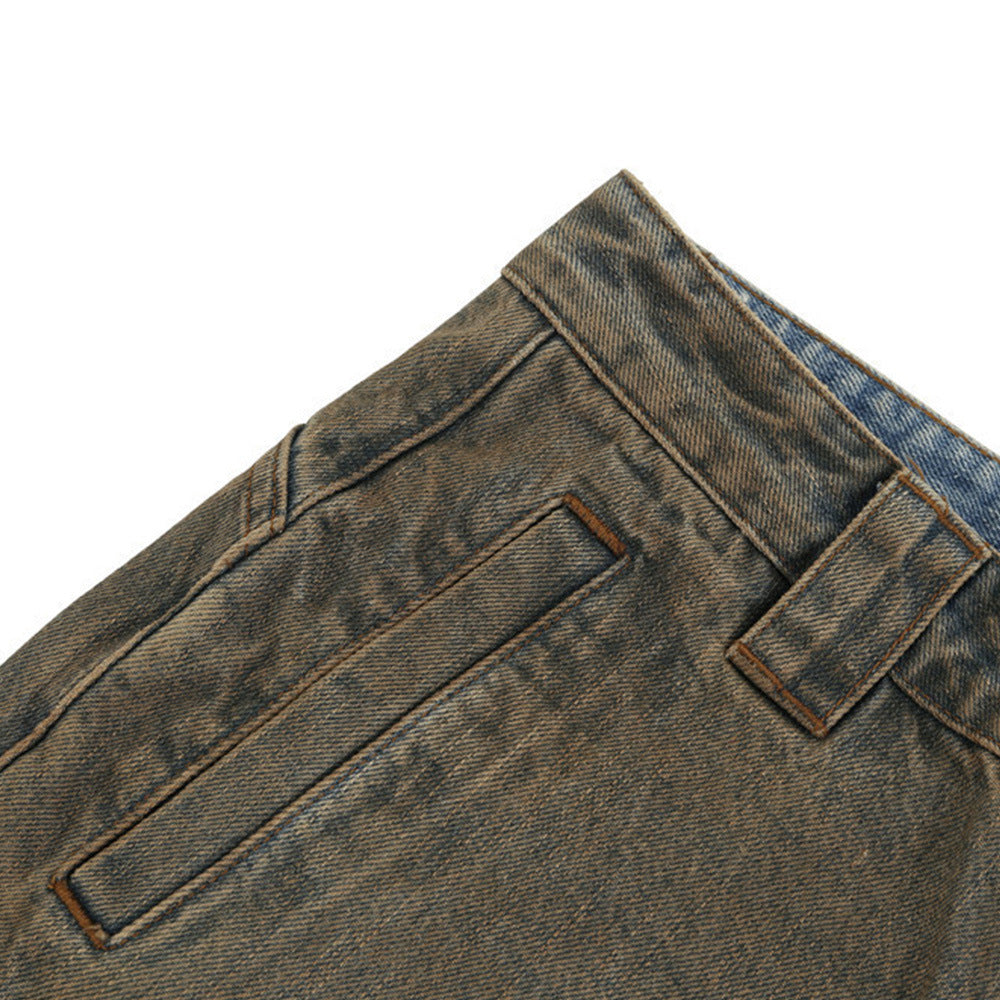 Distressed Dirty Wide-leg Jeans For Men