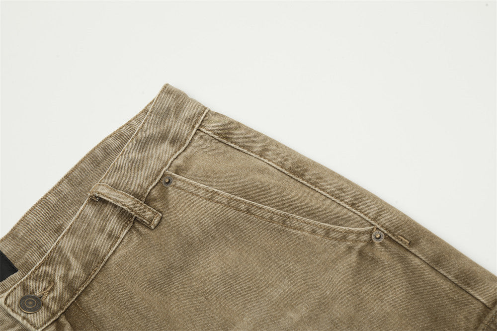 Fashion Waste Soil Pleated Cargo Jeans Men