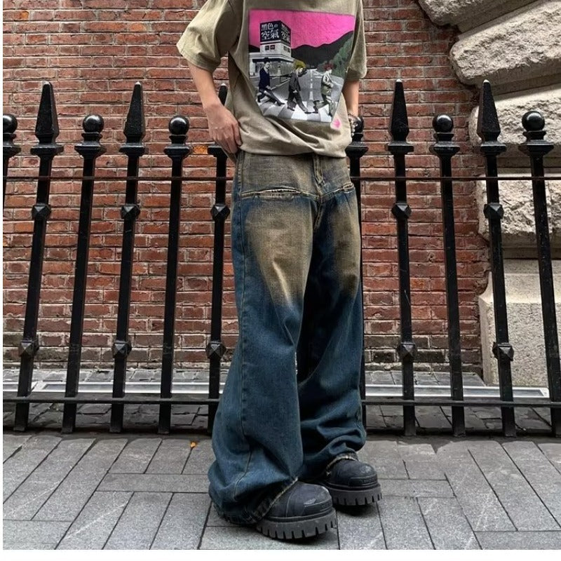 Contrast Color Retro Jeans For Men And Women