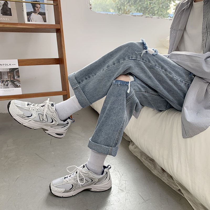 Loose Straight Spring American Retro Jeans Men