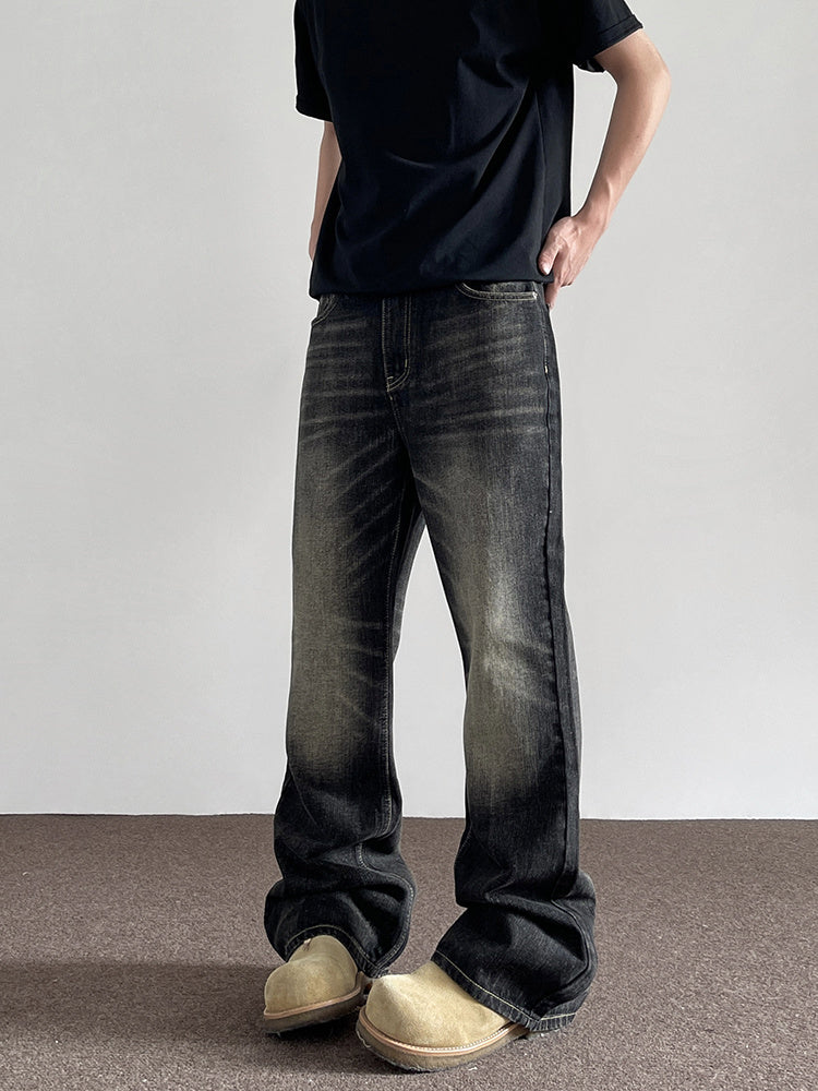 American Jeans Men And Women Retro Washed Gray Black Straight