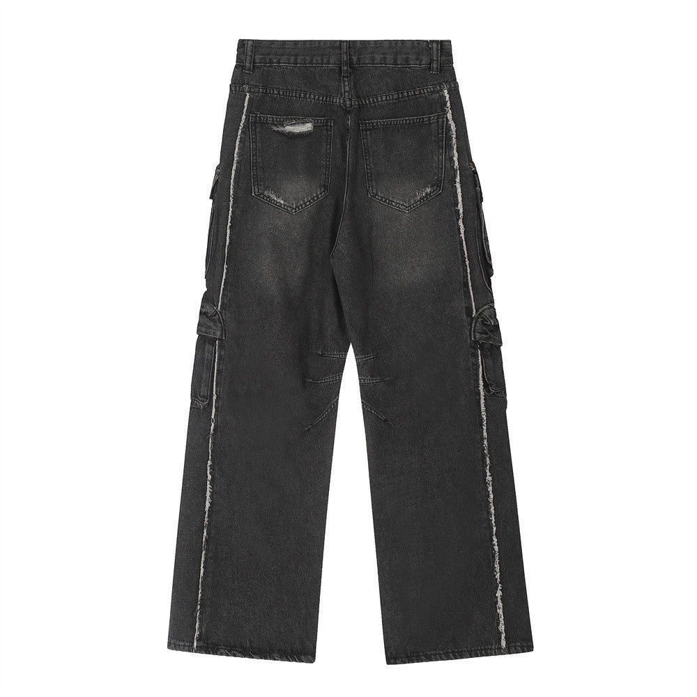 Functional Multi-pocket Workwear Jeans For Men