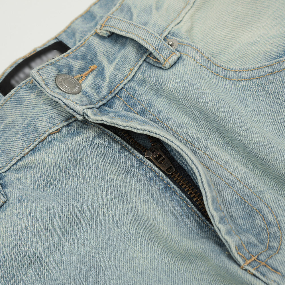 American Retro Wash Light-colored Jeans Men