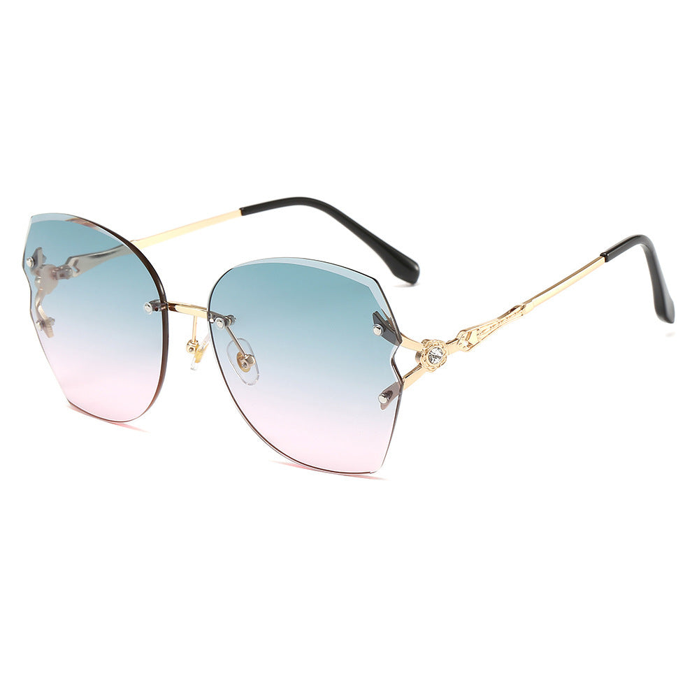 Women's frameless trimmed sunglasses